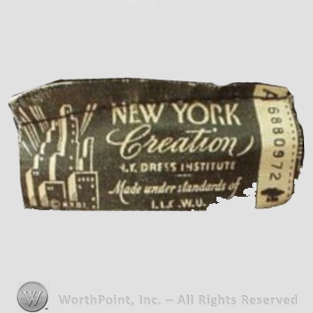Clothing label : New York Creation.