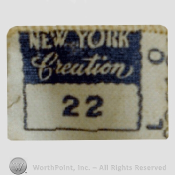 Clothing label : New York Creation.