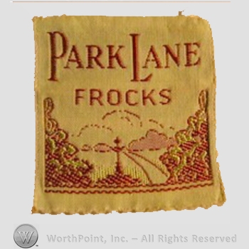 Clothing label : Novelty Label. Park Lane Frocks.