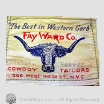 Clothing label : Novelty Label. The best in Wester Garb Fay Ward Co.