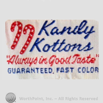 Clothing label : Novelty Label. Kanely Kottons "Always in Good Taste".