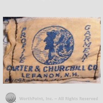 Clothing label : Novelty Label. Carter & Churchill Co.
