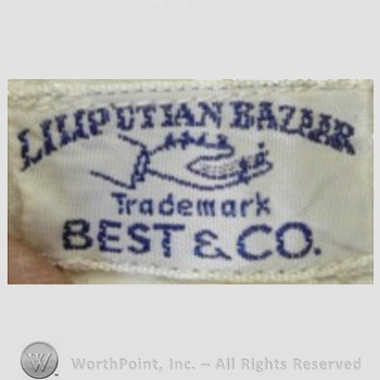 Clothing label : Novelty Label. Liliputian Bazaar Trademark Best & Co.