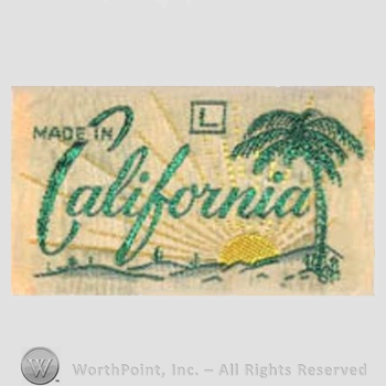 Clothing label : Novelty Label. Made in California.