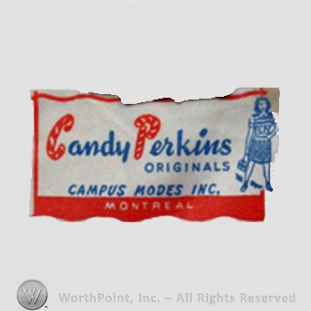 Clothing label : Novelty Label. Candy Perkins Originals.