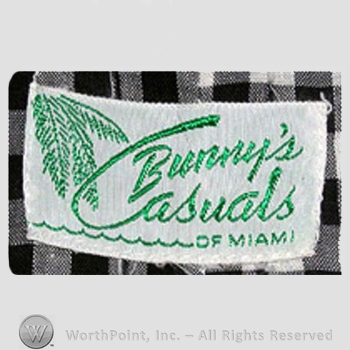 Clothing label : Novelty Label. Bunny's Casuals of Miami.