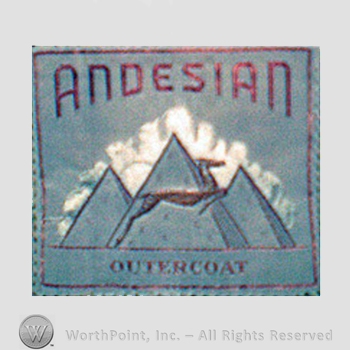 Clothing label : Novelty Label. Andestan Outercoat.