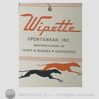 Clothing label : Novelty Label. Wipette Sportswear Inc.