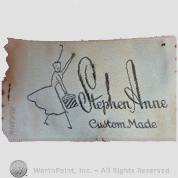 Clothing label : Novelty Label. Stephen Anne Custom Made.