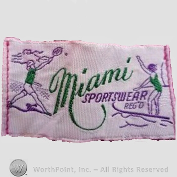 Clothing label : Novelty Label. Miami Sportswear.