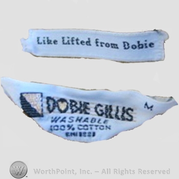 Clothing label : Novelty Label. Like Lifted from Dobie.