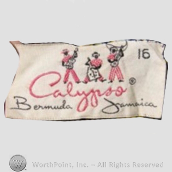 Clothing label : Novelty Label. Calypso Bermuda Jamaica.