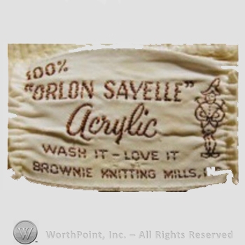 Clothing label : Novelty Label. Orlon Sayelle Acrylic.