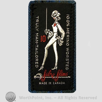 Clothing label : Novelty Label. Truly Man-Tailored 100% Merino Worsted.