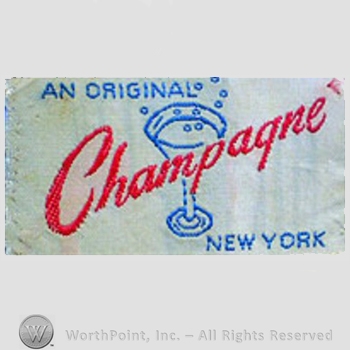Clothing label : Novelty Label. An original Champagne New York.