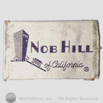 Clothing label : Novelty Label. Nob Hill of California.
