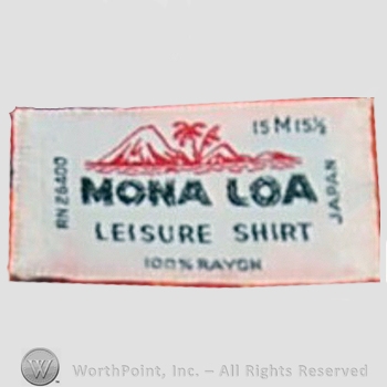 Clothing label : Novelty Label. Mona Loa Leisure Shirt.