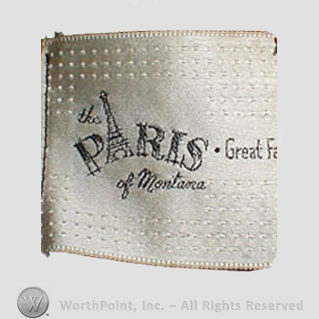 Clothing label : Novelty Label. The Paris of Montana.