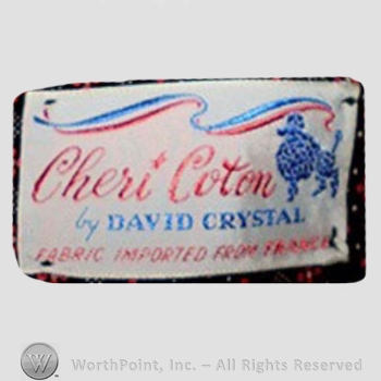 Clothing label : Novelty Label. Cheri Coton by David Crystal.