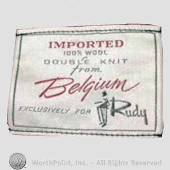 Clothing label : Novelty Label. Imported Belgium.
