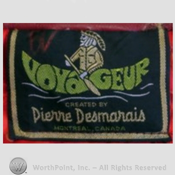 Clothing label : Novelty Label. Voyageur Pierre Desmaris.