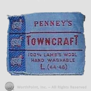 Clothing label : Novelty Label. Penney's Towncraft.