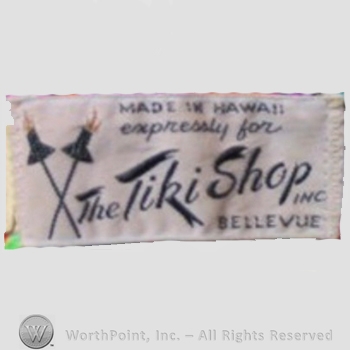 Clothing label : Novelty Label. The Tiki Shop..