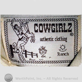 Clothing label : Novelty Label. Cowgirlz authentic clothing Ranch