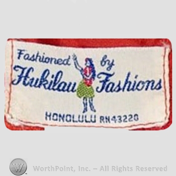 Clothing label : Novelty Label. Fashioned by Hukilau Fashions Honolulu.