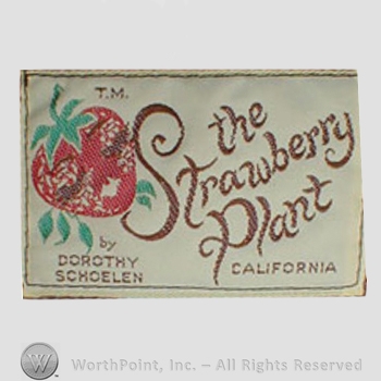 Clothing label : Novelty Label. The Strawberry Plant California.