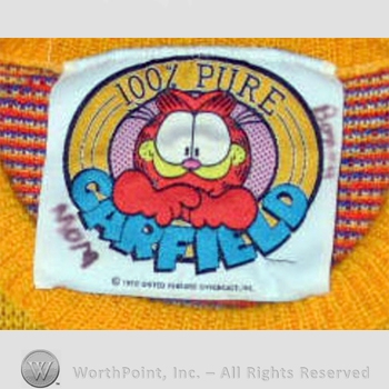 Clothing label : Novelty Label. 100% Pure Garfield.