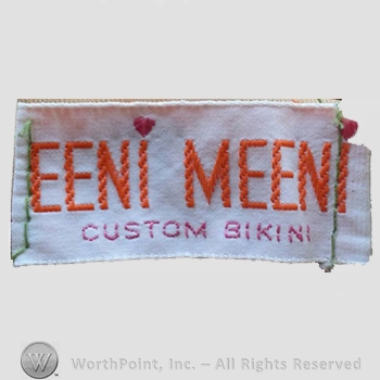 Clothing label : Novelty Label. EENI MEENI custom Bikini.