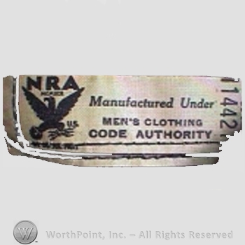Clothing label : NRA - National Recovery Act.