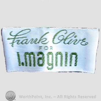 Clothing label : Frank Olive.