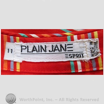 Clothing label : Plain Jane Dress Company.