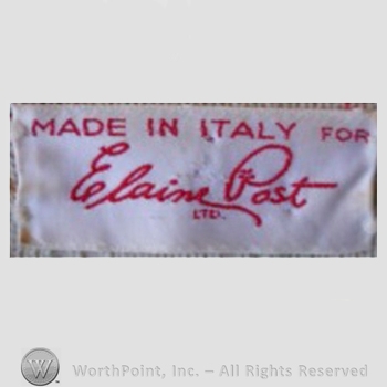 Clothing label : Elaine Post.
