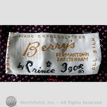 Clothing label : Prince Igor.