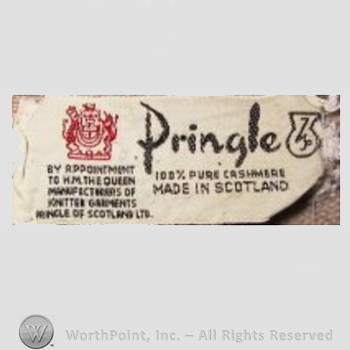 Clothing label : Pringle of Scotland.