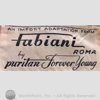 Clothing label : Puritan Dress Company.