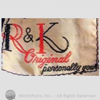 Clothing label : R & K Originals.