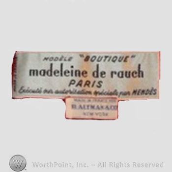 Clothing label : Madeleine de Rauch.
