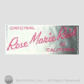 Clothing label : Rose Marie Reid.
