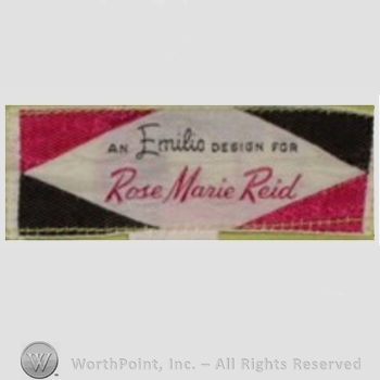 Clothing label : Rose Marie Reid.