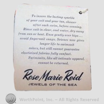 Clothing label : Rose Marie Reid.