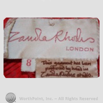 Clothing label : Zandra Rhodes.