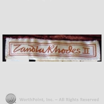 Clothing label : Zandra Rhodes.