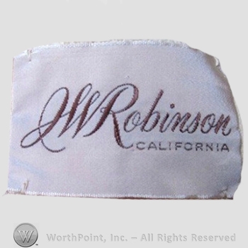 Clothing label : J.W. Robinson Co.