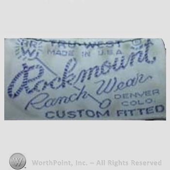 Clothing label : Rockmount Ranch Wear.