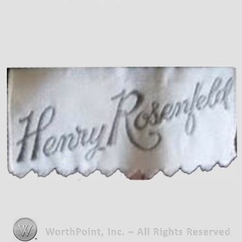 Clothing label : Henry Rosenfeld.