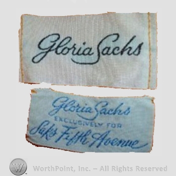 Clothing label : Gloria Sachs.